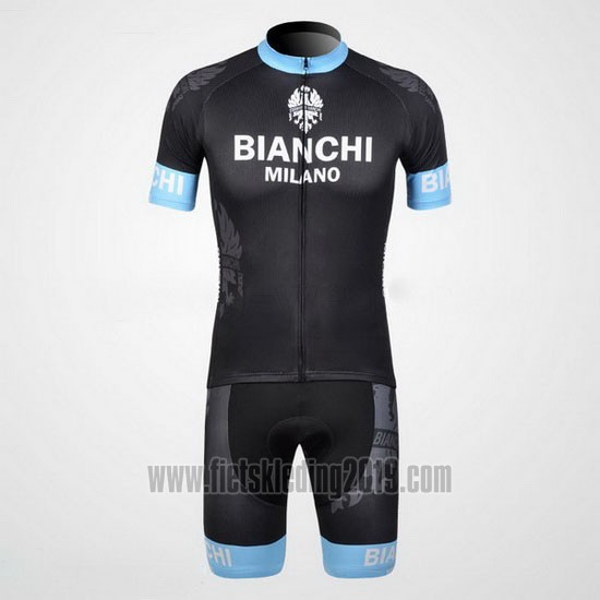 2012 Fietskleding Bianchi Zwart en Lichtblauw Korte Mouwen en Koersbroek