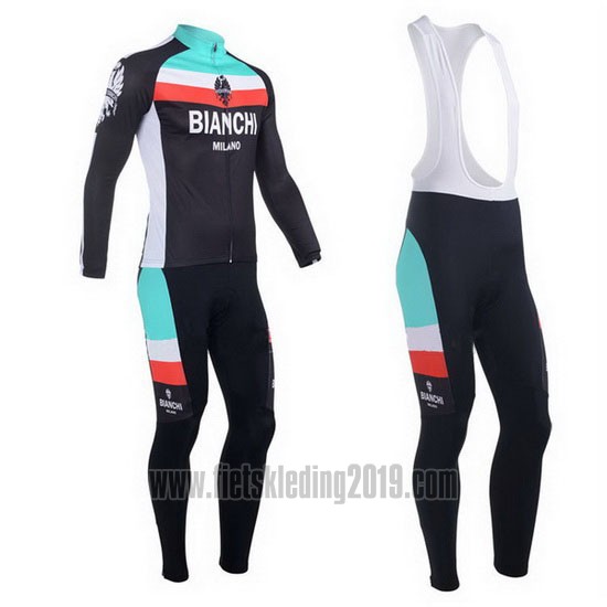 2013 Fietskleding Bianchi Zwart en Lichtblauw Lange Mouwen en Koersbroek