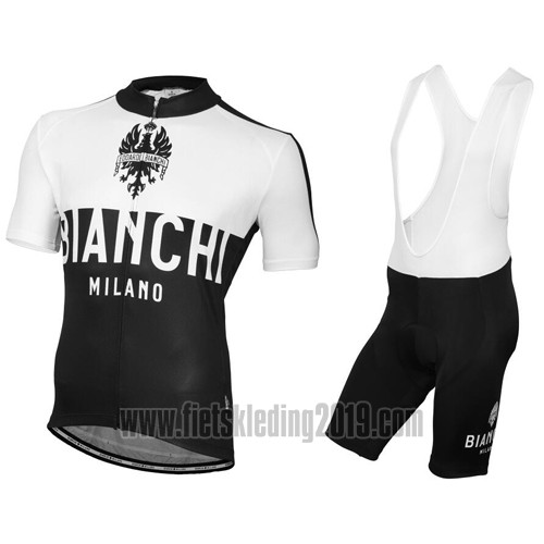2016 Fietskleding Bianchi Zwart en Wit Korte Mouwen en Koersbroek
