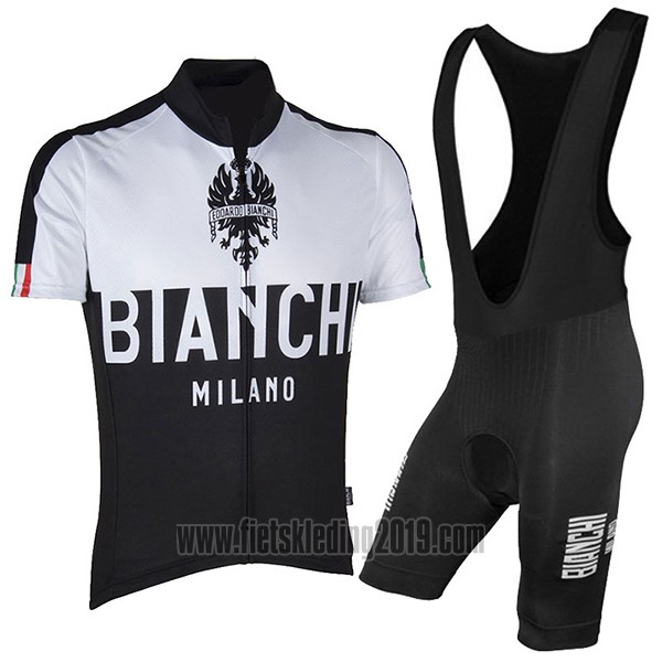 2017 Fietskleding Bianchi Milano Zwart Korte Mouwen en Koersbroek