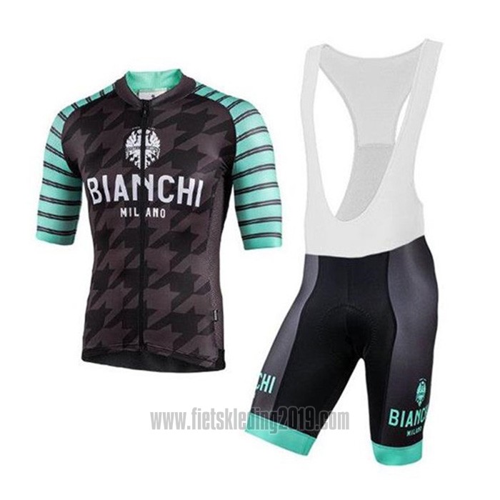 2020 Fietskleding Bianchi Zwart Groen Wit Korte Mouwen en Koersbroek