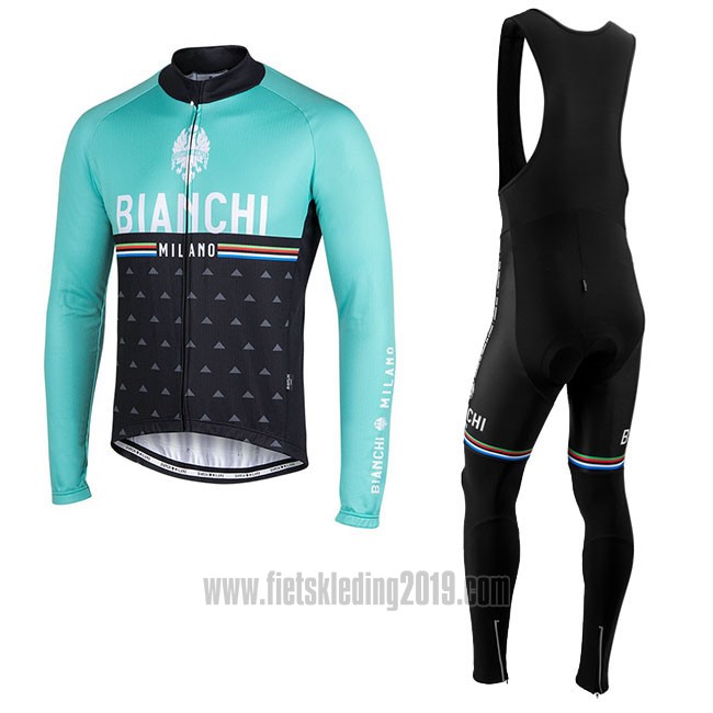 Fietskleding Bianchi Milano Nalles Lichtblauw Zwart Lange Mouwen en Koersbroek