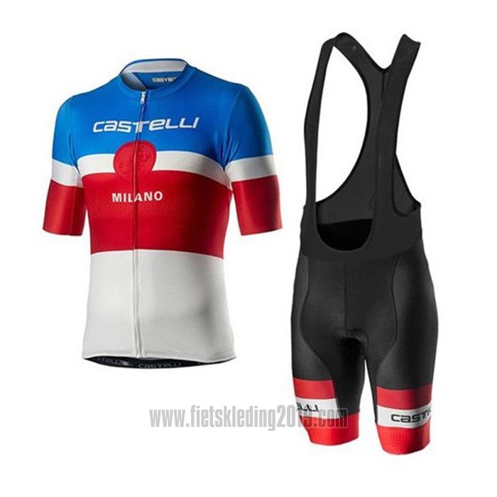 2020 Fietskleding Castelli Blauw Rood Wit Korte Mouwen en Koersbroek