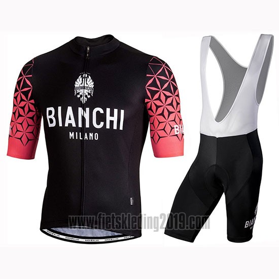 2019 Fietskleding Bianchi Milano Conca Zwart Rood Korte Mouwen en Koersbroek
