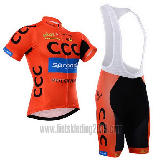 2015 Fietskleding CCC Zwart en Oranje Korte Mouwen en Koersbroek
