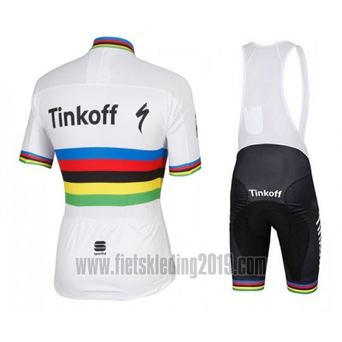 2016 Fietskleding UCI Mondo Campione Tinkoff Wit Korte Mouwen en Koersbroek
