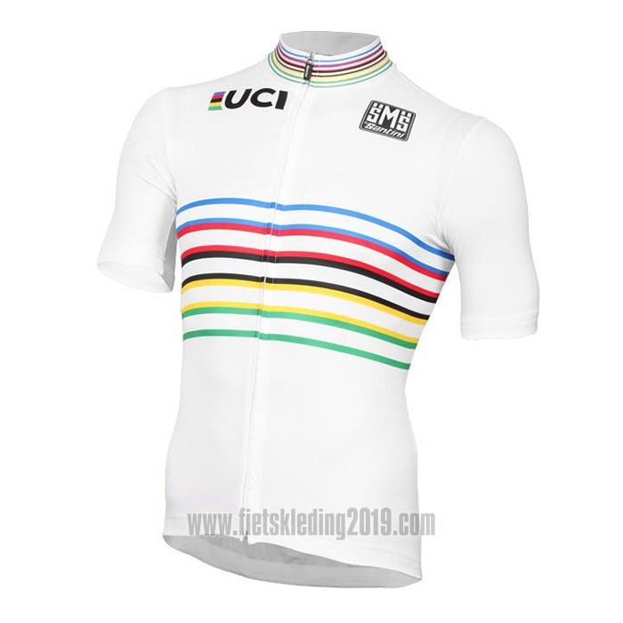 2020 Fietskleding UCI Wit Multicolore Korte Mouwen en Koersbroek